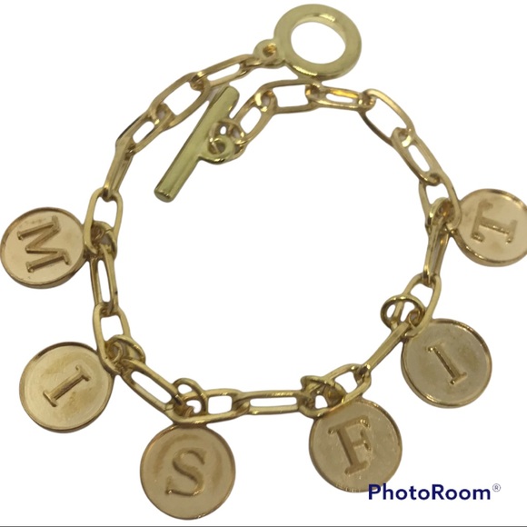 Gold Letter Charm MISFIT Charm Bracelet Handmade - Picture 3 of 5